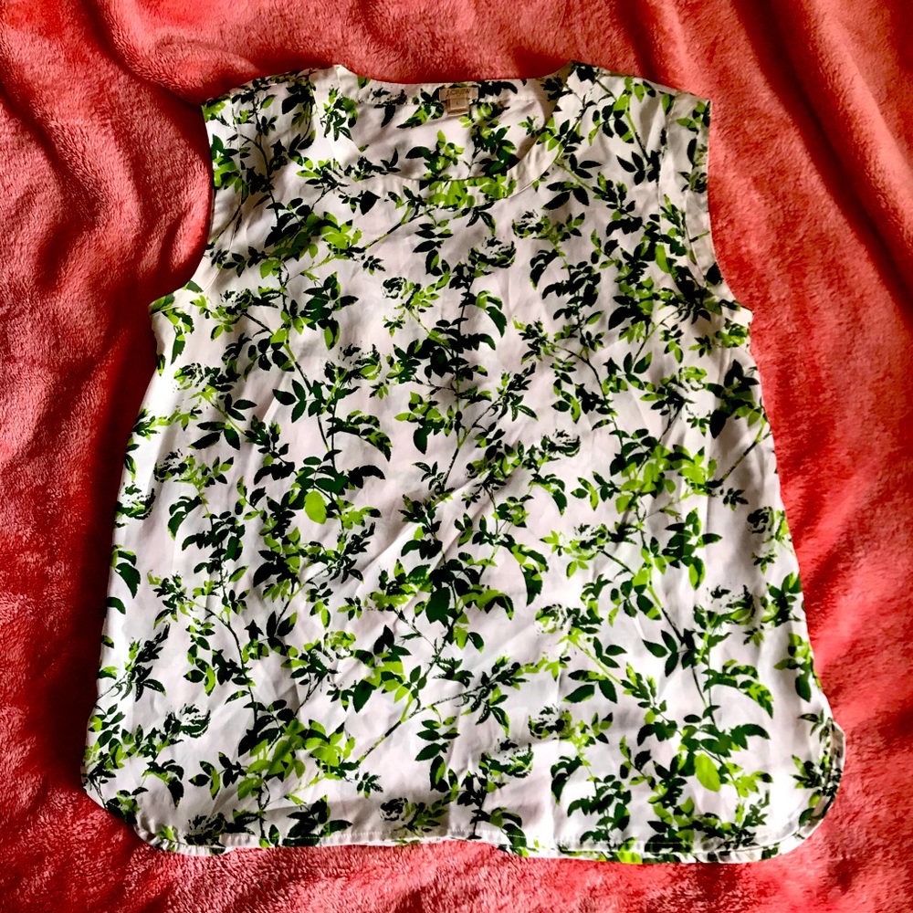 J. Crew green & white botanical sleeveless top
